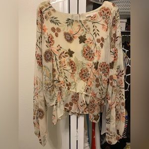 Floral Long Sleeve Crop Top